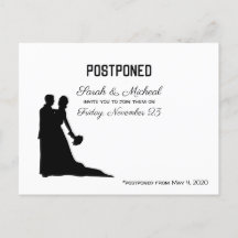 POSTPONED Wedding Date Black and White Silhouette
