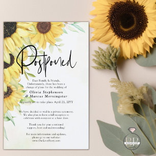 Postponed Wedding Elegant Rustic Sunflowers Invitation