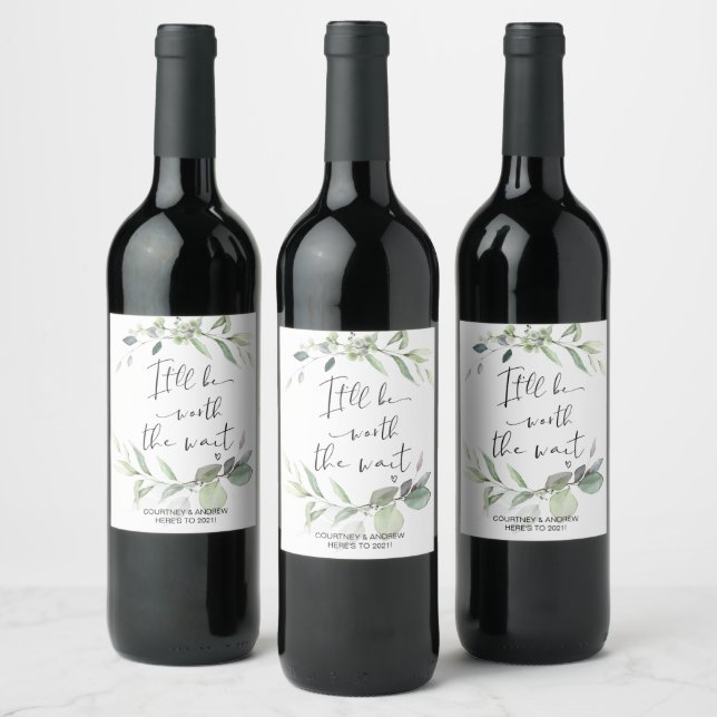 Postponed Wedding Gift Worth the Wait for Couple Wine Label (Bottles)