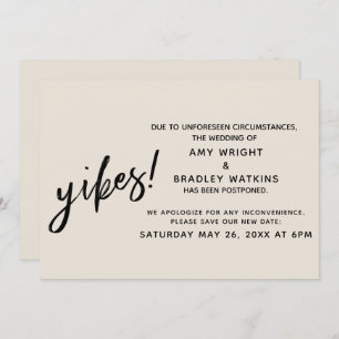 Postponed Wedding Humour Yikes! Cream Announcement