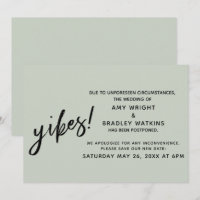 Postponed Wedding Humour Yikes! Sage Announcement