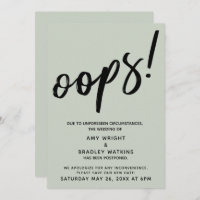 Postponed Wedding Humourous "Oops!" Announcement