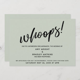 Postponed Wedding Humourous "Whoops!" Sage Card