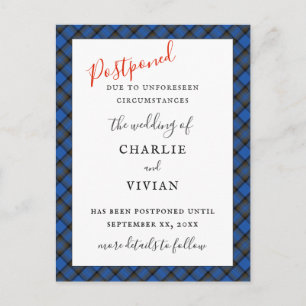 POSTPONED WEDDING Isle of Skye Clan Tartan Plaid Postcard