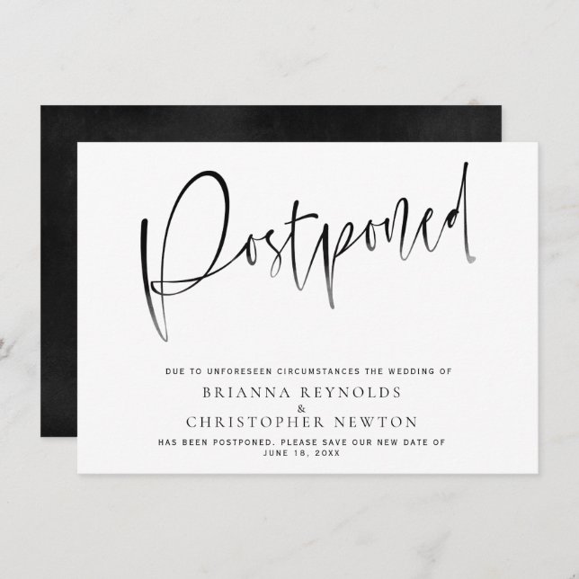 Postponed wedding New Date announcement card (Front/Back)
