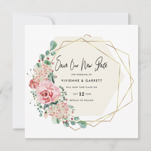 Postponed Wedding New Date Wedding Save The Date (Front)