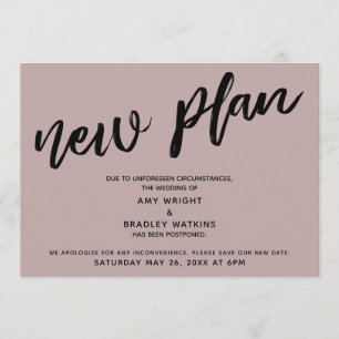Postponed Wedding New Plan Light Dusty Rose Pink Invitation