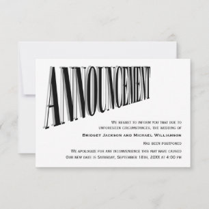 Postponed Wedding Notification Save The Date