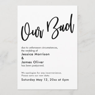Postponed Wedding "Our Bad" Hand Announcement