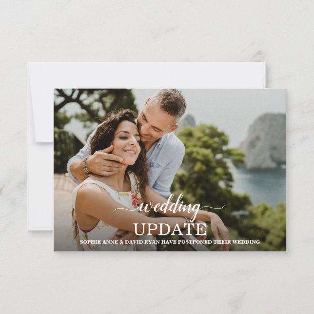 Postponed Wedding Update Floral Gold Photo Announcement (Front)