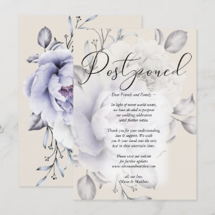 Postponed Wedding Watercolor Lilac Peony Invitation