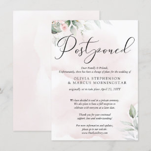 Postponed Wedding Watercolor Pale Blush Pink Invitation