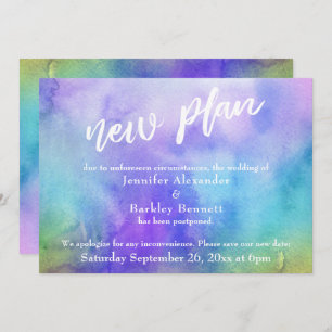 Postponed Wedding Watercolor Wash "New Plan" Card