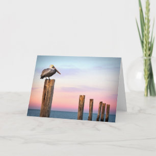 Posts & a Pelican   Fort Myers Beach, Florida Card