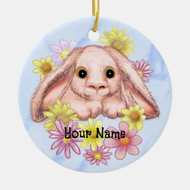 Posy Bunny Rabbit Ceramic Tree Decoration (Front)
