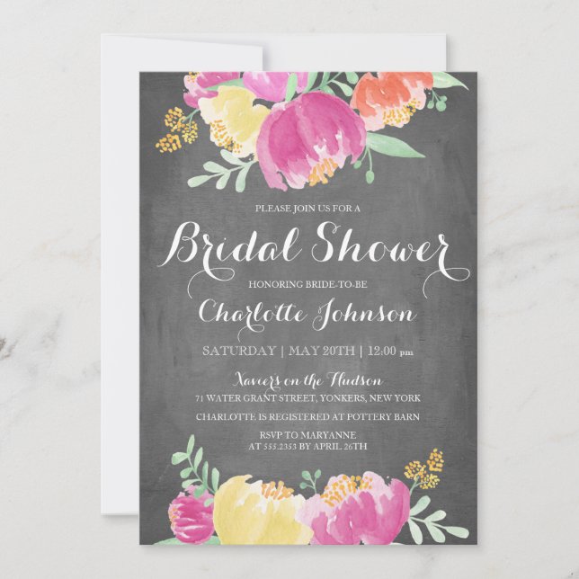 Posy Garden Chalkboard | Bridal Shower Invitation (Front)
