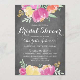 Posy Garden Chalkboard   Bridal Shower Invitation