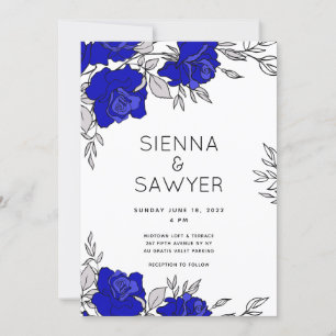 Posy of Blue Roses Wedding Invitation
