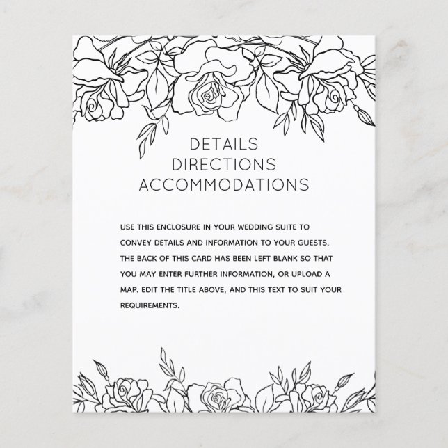 Posy Of Roses Wedding Details Enclosure Card (Front)