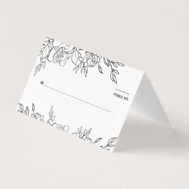 Posy Of Roses Wedding Guest Seating Placement Card (Front)