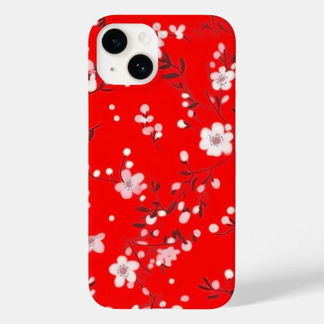 Posy Print On Red Case-Mate iPhone Case (Back)