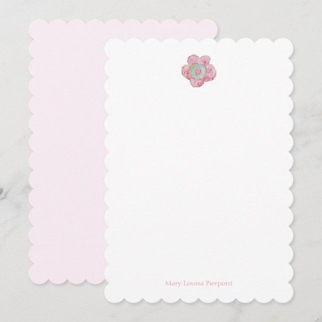 Posy scalloped stationery card (Front/Back)