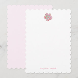 Posy scalloped stationery card