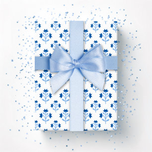 Posy Sprig in Blue Porcelain Wrapping Paper