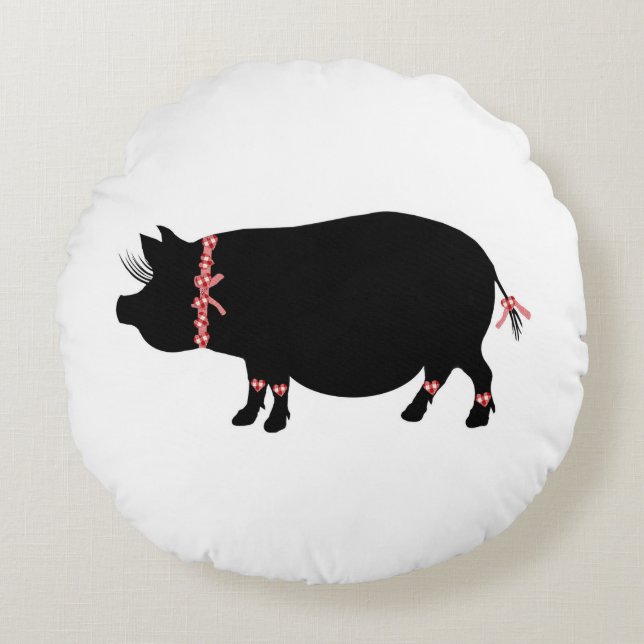 Pot Bellie Pig Girl Round Cushion (Front)