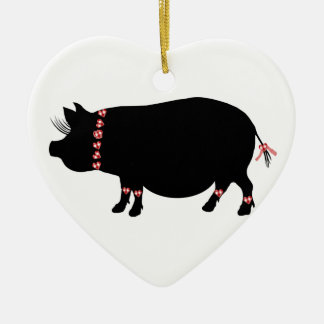 Pot Bellie Pig (Red) Ceramic Tree Decoration