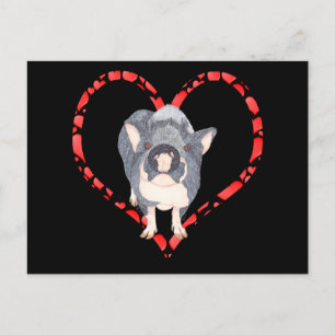 POT BELLIED PIG HEART HOLIDAY POSTCARD