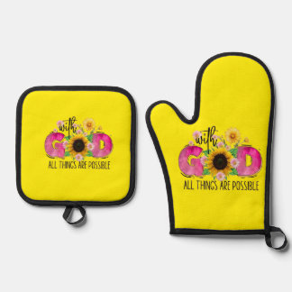 Pot holder oven mitt & pot holder set