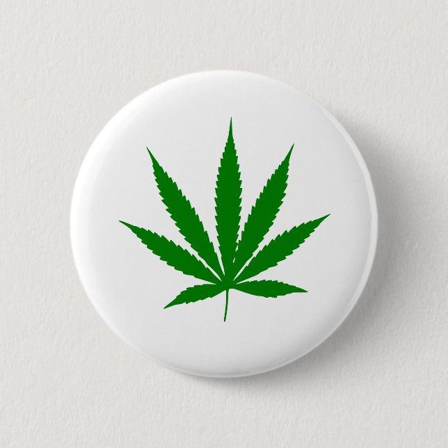 Pot leaf 6 cm round badge (Front)
