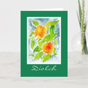 Pot Marigolds Thank You Card: Welsh Greeting Card