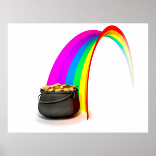 Pot O' Gold At The End Of A Rainbow Poster