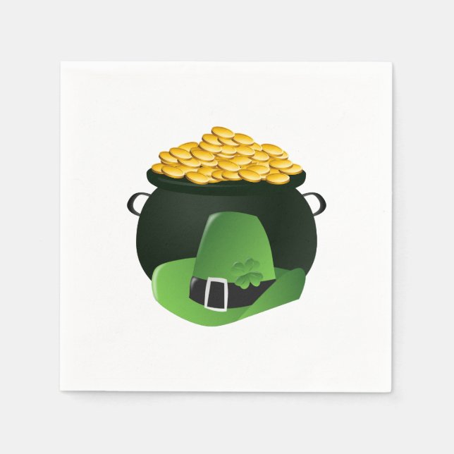 Pot o' Gold Leprechaun Hat Napkin (Front)