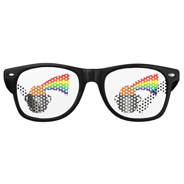 Pot o' Gold Rainbow St. Patrick's Day Party Favour Retro Sunglasses (Front)
