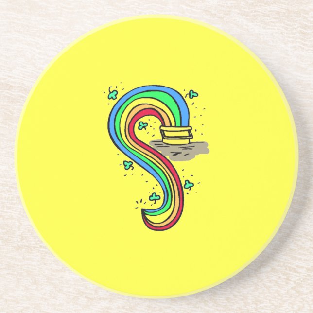 Pot 'o Gold St. Patrick's Day Sandstone Coaster (Front)