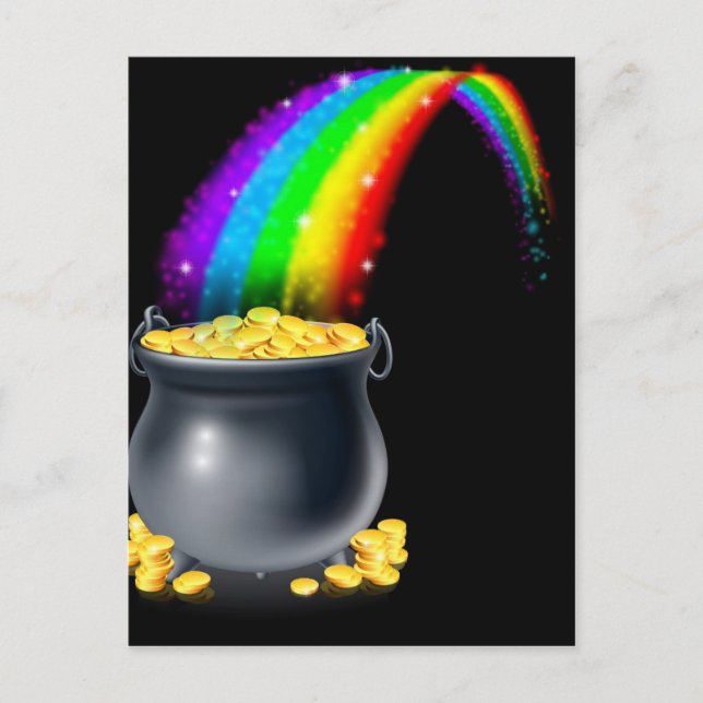 Pot of gold and rainbow postcard (Front)