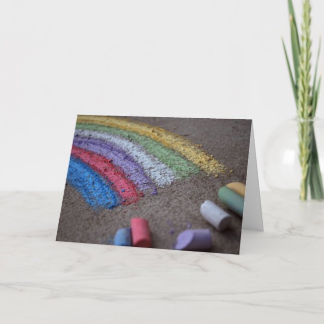Pot of Gold at the End of the Rainbow Chalk Art Card (Front)