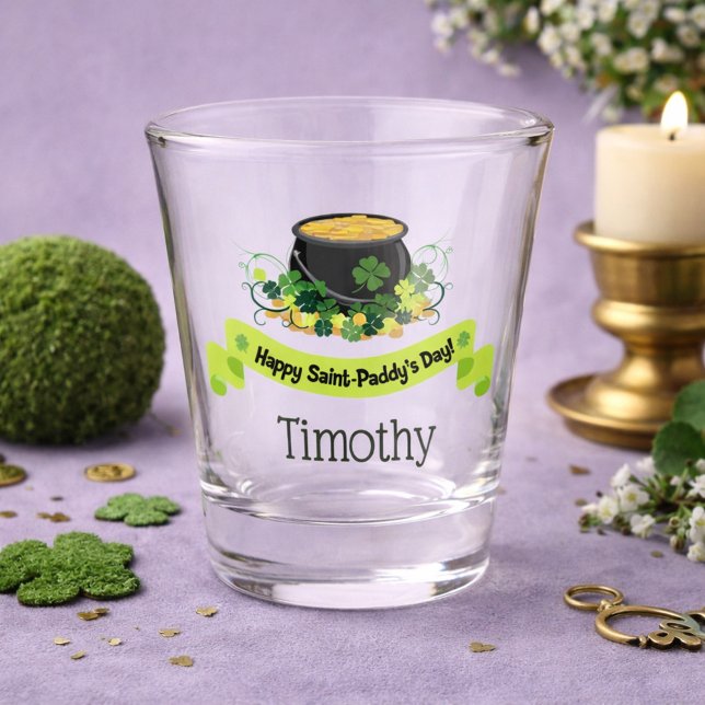 Pot of Gold Happy St. Patrick's Day Shot Glass (Creator Uploaded)