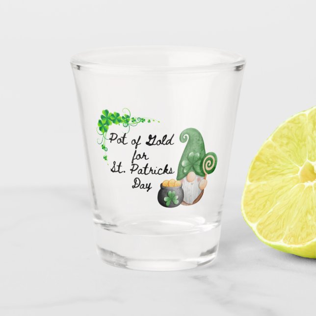 Pot of Gold Leprechaun on a Shot Glass (Front)