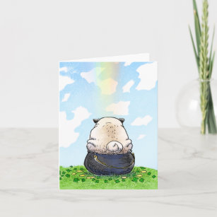 Pot of Gold pug St. Patrick's Day card