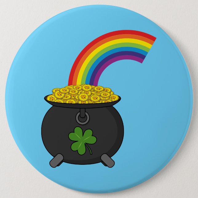 Pot of Gold Rainbow Cartoon 6 Cm Round Badge (Front)