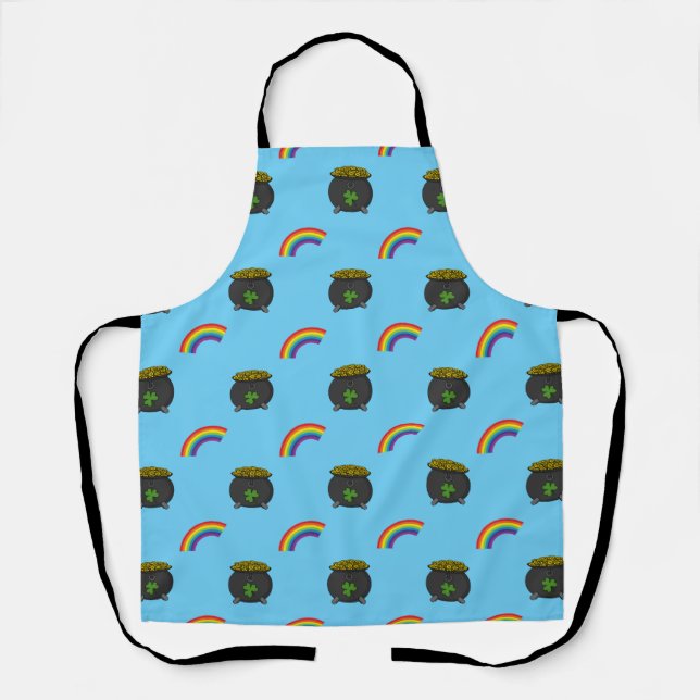 Pot of Gold Rainbow Cartoon Apron (Front)