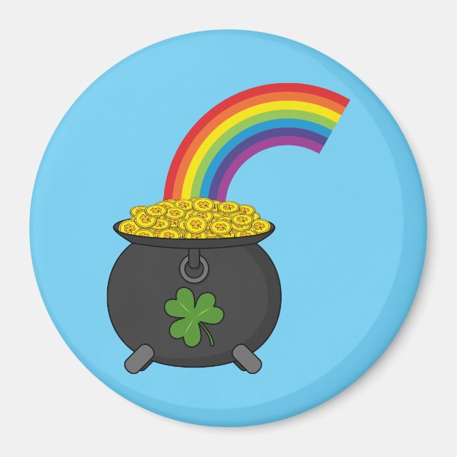 Pot of Gold Rainbow Cartoon Magnet (Front)