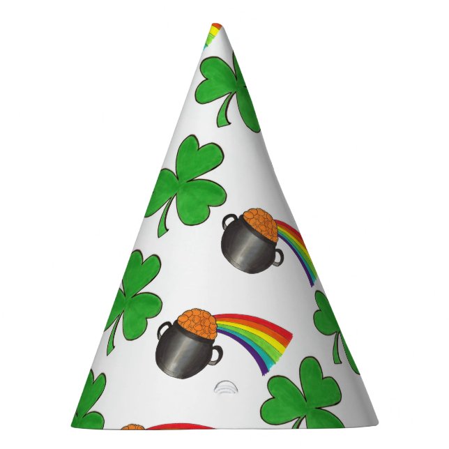 Pot of Gold Rainbow Shamrock St. Patrick's Day Party Hat (Right)
