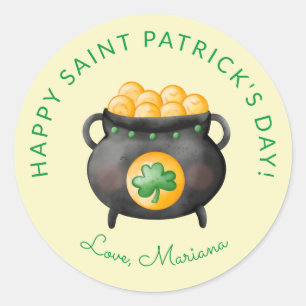 Pot of Gold Saint Patrick's Day Party Favours Classic Round Sticker