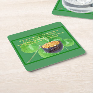 Pot of Gold Square Paper Coaster