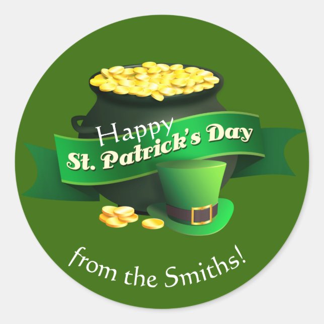 Pot of Gold St Patrick's Day Classic Round Sticker (Front)
